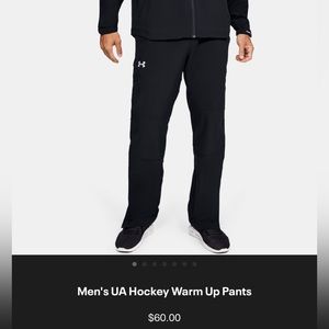 Mens UA Hockey Warm Up Pants, Men’s Medium, Black